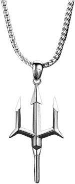 Colar Tritão em aço inoxidável: estilo imponente, 62cm, com pingente tridente de Poseidon.