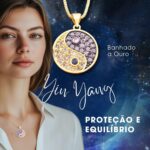 Colar Universe Yin Yang banhado a ouro com zircônias: elegância, equilíbrio e proteção feminina.