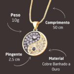 Colar Universe Yin Yang banhado a ouro com zircônias: elegância, equilíbrio e proteção feminina. - Imagem 2