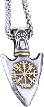 Colar Viking Lança de Odin com Vegvisir em aço 316L: proteção, estilo nórdico e força para o dia a dia.