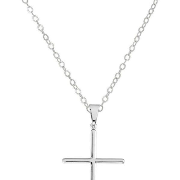 Colar cordão masculino com crucifixo em aço inox, 50 cm, estilo durável para uso diário.