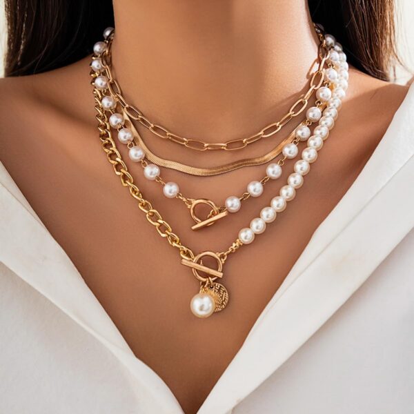 Colar de pérolas com cruz para mulheres, elegante e perfeito para presentear