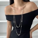 Colar em camadas com pérolas longas estilo vintage, presente elegante para mulheres - Imagem 2