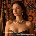 Colar feminino dourado com corrente punk: gargantilha delicada e moderna para compor looks estilosos. - Imagem 2