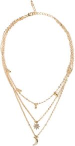 Colar feminino sol e lua banhado a ouro, delicado e ajustável, ideal para presente - Imagem 2