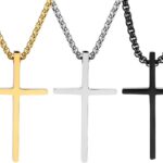 Colar masculino com cruz em aço inoxidável: estilo durável e elegante para compor looks modernos.