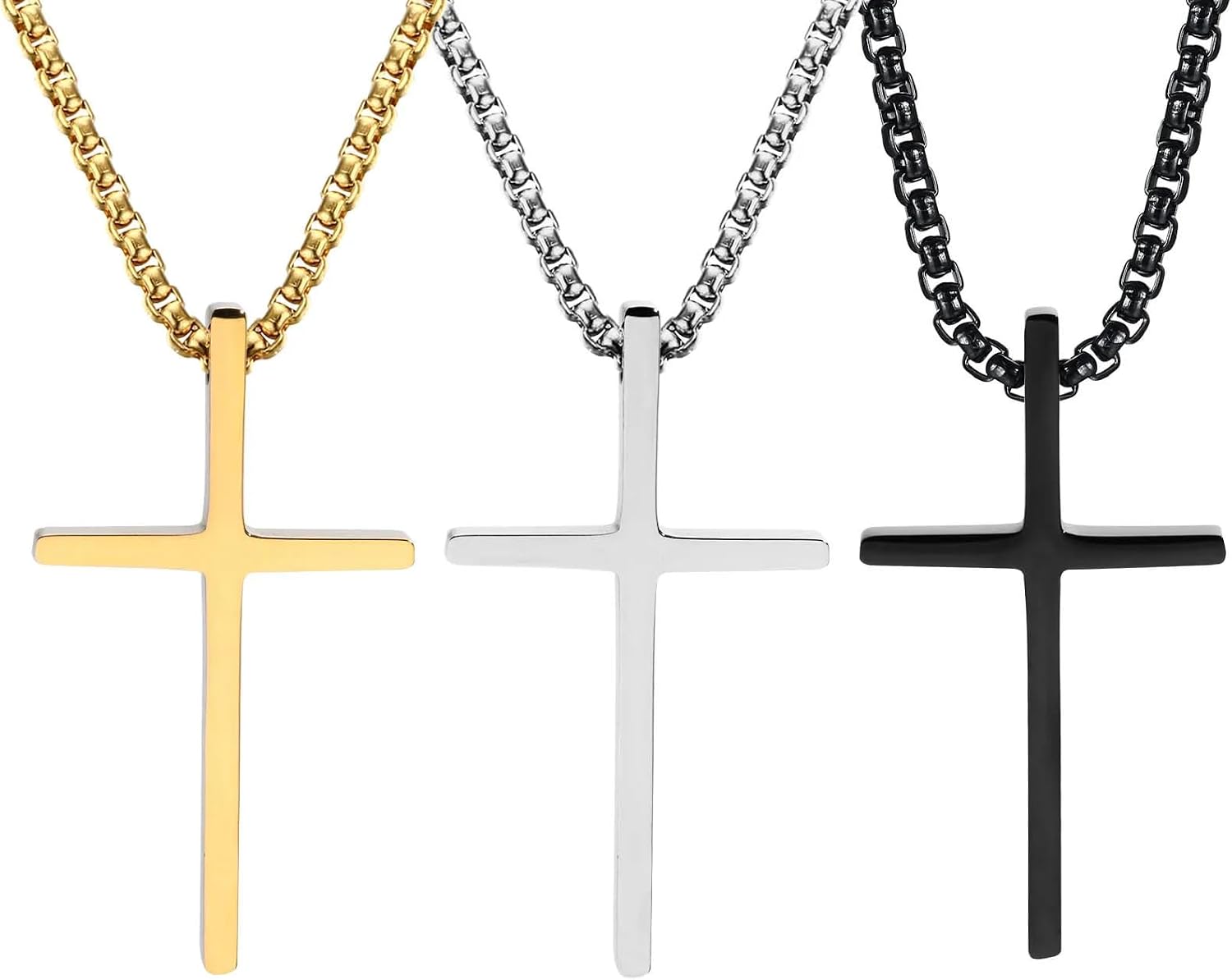 Colar masculino com cruz em aço inoxidável: estilo durável e Colar masculino com cruz em aço inoxidável: estilo durável e elegante para compor looks modernos.