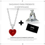Colar ponto de luz coração vermelho em zircônia premium, feminino, aço inox 316L prateado, presente elegante para comprar online - Imagem 2