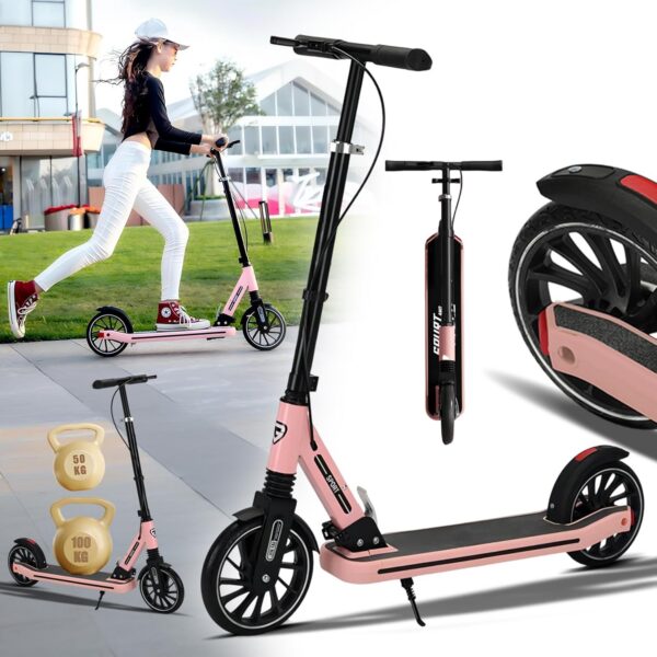 Commuter Scooter dobrável adulto 150 kg, rodas 20 cm e freio duplo para mobilidade segura e prática
