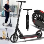 Commuter Scooter dobrável: suporta 150 kg, rodas de 20 cm e altura ajustável para mobilidade segura e prática.