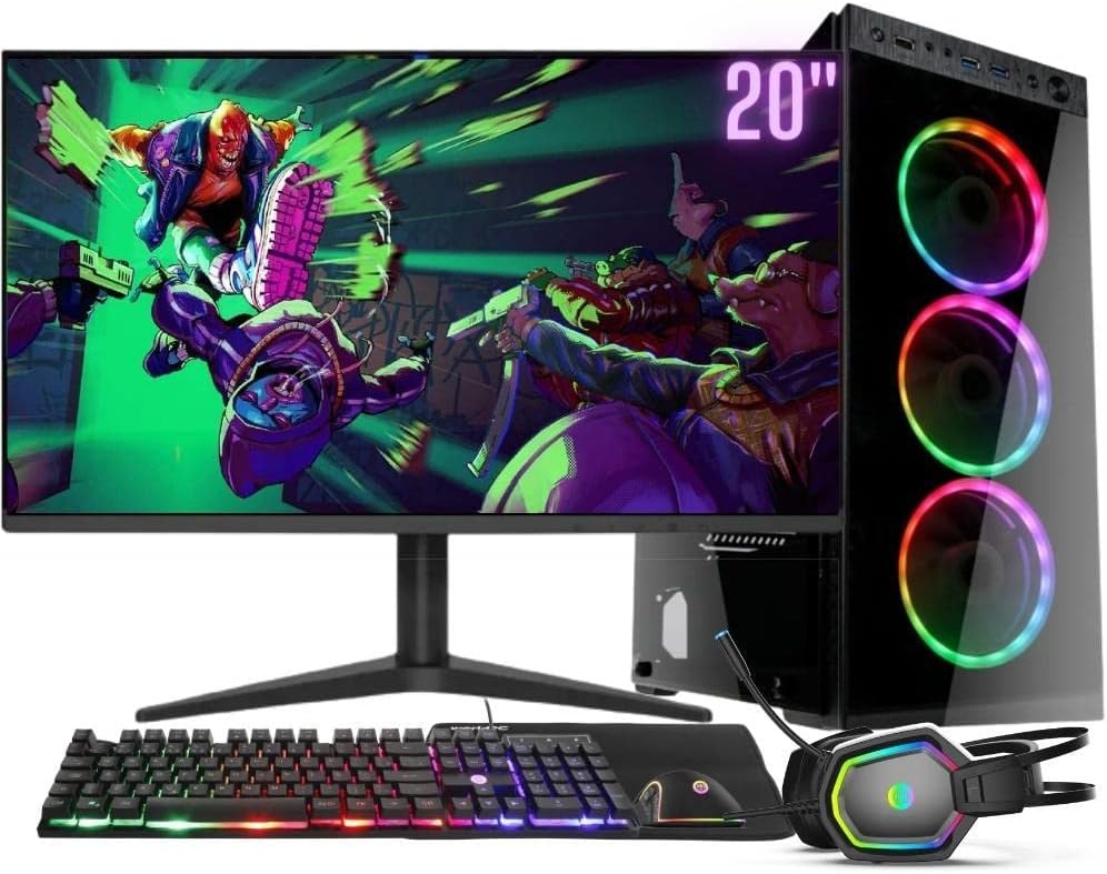 Computador Gamer Completo RGB 3green Premium com i5, 8GB, HD Computador Gamer Completo RGB 3green Premium com i5, 8GB, HD 500GB, monitor 20" e kit gamer completo para jogar com praticidade.