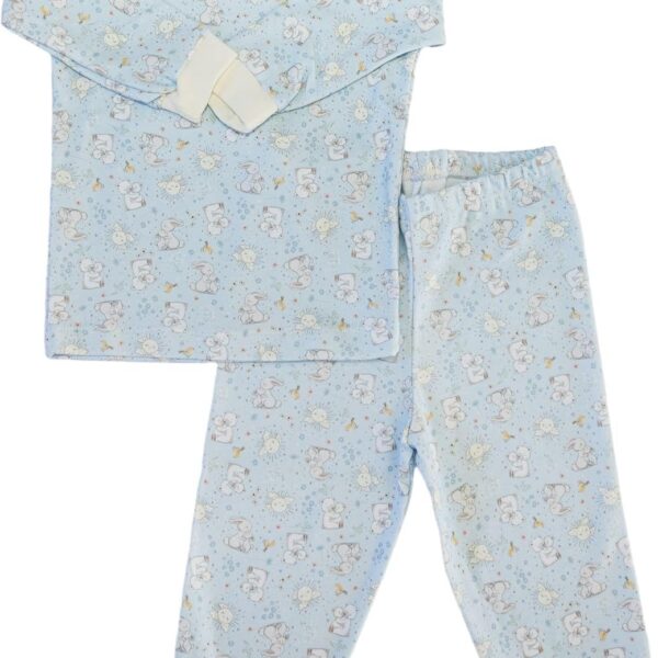 Conjunto Bebê Blusa e Calça Azul Coelho: conforto e estilo para meninos, ideal para o dia a dia.