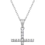 Conjunto Colar Cruz Brilhante e Brincos Zircônia em Aço Inox 316L: elegante, durável e ideal para presentear.