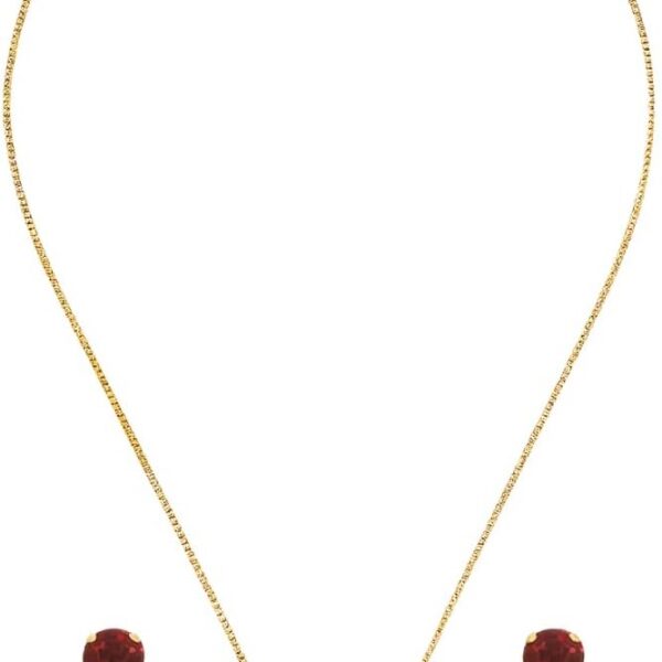 Conjunto Colar e Brincos Banhados a Ouro com Zircônia Marsala: elegância e brilho para presentear com embalagem especial.