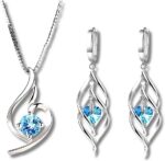 Conjunto Esterlina Blue: colar e brincos banhados em prata 925 com zircônia azul para elegância diária.