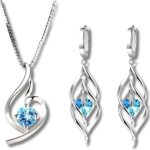 Conjunto Esterlina Blue: colar e brincos banhados em prata 925 com zircônia azul para elegância diária.