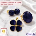 Conjunto Feminino Trevo de Pedra Natural: proteção e autoconfiança em semijoia elegante para comprar online - Imagem 2
