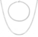 Conjunto Kit Aço Inox Corrente Colar+ Pulseira Grumet Masculino: estilo e durabilidade para compor seu visual com sofisticação.