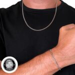 Conjunto Kit Aço Inox Corrente Colar+ Pulseira Grumet Masculino: estilo e durabilidade para compor seu visual com sofisticação. - Imagem 2
