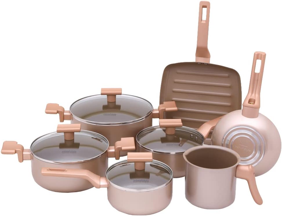 Conjunto Mimo Style Sartin Cook Champanhe 7 peças: antiaderente, elegante Conjunto Mimo Style Sartin Cook Champanhe 7 peças: antiaderente, elegante e ideal para fogão a gás e elétrico.
