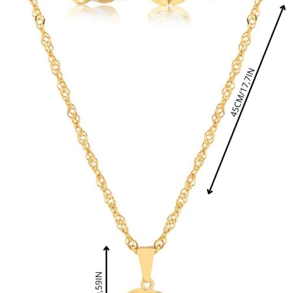 Conjunto colar e brinco com pingente de pérola folheado a ouro 18k: elegância e brilho para compor looks sofisticados.