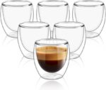 Conjunto com 6 Xícaras de Vidro 80ml Parede Dupla em Borossilicato: resistente, térmico e elegante para café, chá e presente sofisticado.