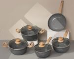 Conjunto de Panelas Oster Marble Edition 5 Peças: antiaderente cerâmico, cozinha mais saudável e fácil de limpar. - Imagem 2