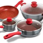 Conjunto de Panelas Philco Redstone PKT407 4 Peças: antiaderente cerâmico, fácil de limpar e compatível com todos os fogões.