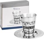 Conjunto de copos Kiddush premium em aço inox com pires: elegante, durável e ideal para Shabat, Havdalah e Páscoa