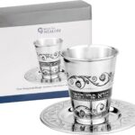 Conjunto de copos Kiddush premium em aço inox com pires: elegante, durável e ideal para Shabat, Havdalah e Páscoa