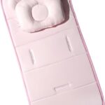 Conjunto para Bebê com Capa Protetora e Travesseiro Rosa: conforto, proteção e prevenção da cabeça chata no carrinho.