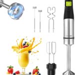 Consciot - Batedeira manual 4 em 1, máx. 1100 W, emulsificante com fio com todo o eixo do misturador feito de aço inoxidável, controle de velocidade do relaxador, para misturar, bater