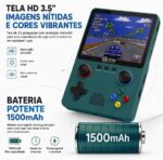 Console Portátil Retrô 6000 Jogos OIH-5911 Oásis Tela 3.5 HD 32GB Bateria Recarregável Saída TV AV Emuladores Clássicos Video Game Retro Portátil (Verde) - Imagem 2