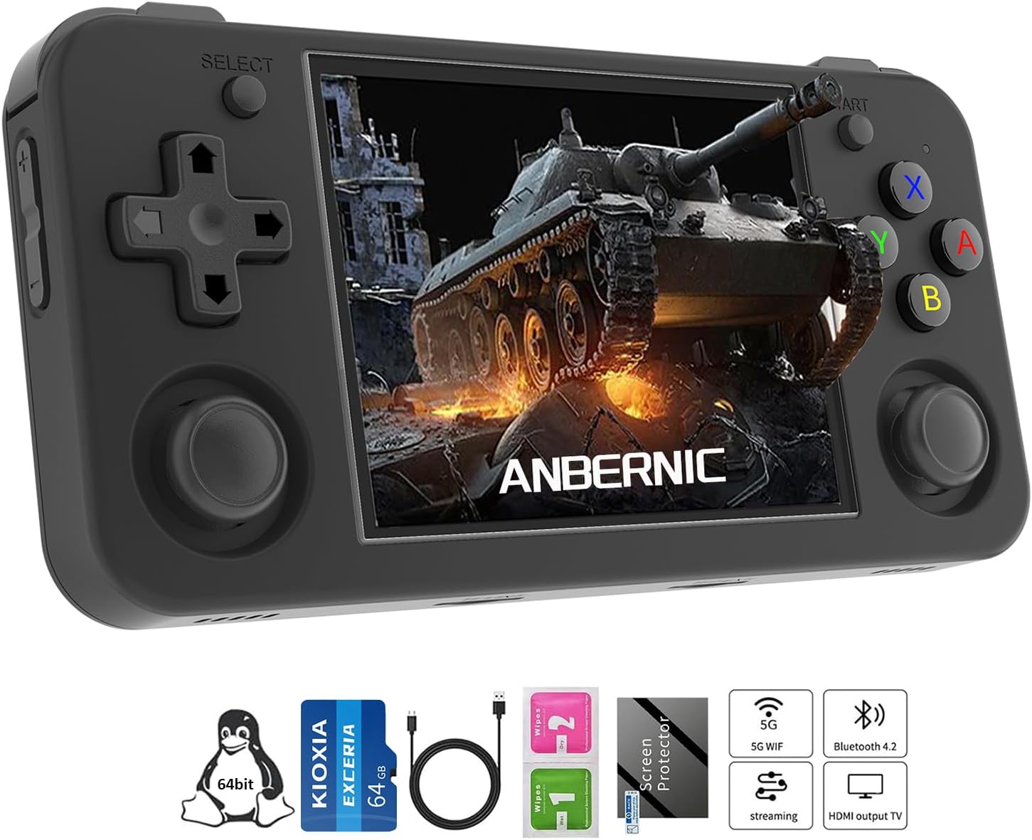 Console Portátil Retrô RG35XX H com 64GB, tela IPS 3,5, Console Portátil Retrô RG35XX H com 64GB, tela IPS 3,5, bateria 3300mAh e Linux para jogar onde quiser