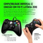 Controle Com Fio Compatível com Xbox 360 Sem Delay com Vibração Versão Atualizada USB para PC, Notbook Windows Alta Sensibilidade - Plug and Play, Resposta Ultra Rápida - Imagem 2