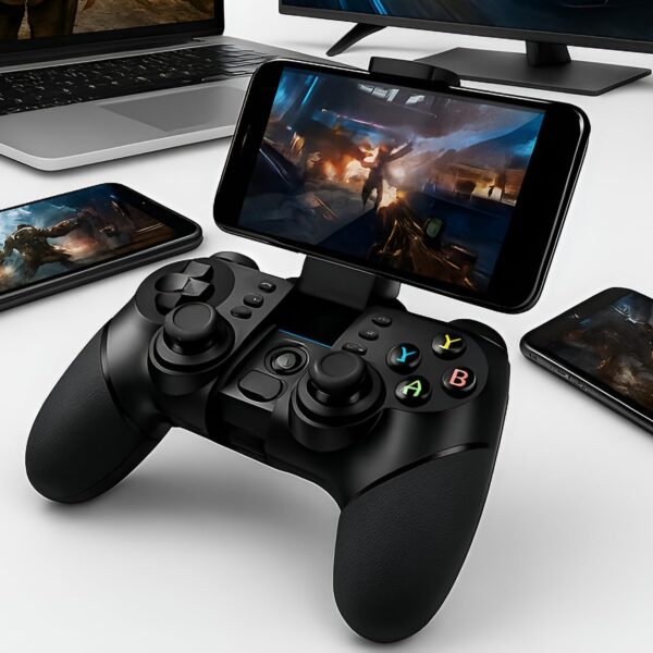 Controle Gamer Varenzia Bluetooth com suporte para celular, turbo e bateria recarregável para jogar com mais desempenho.
