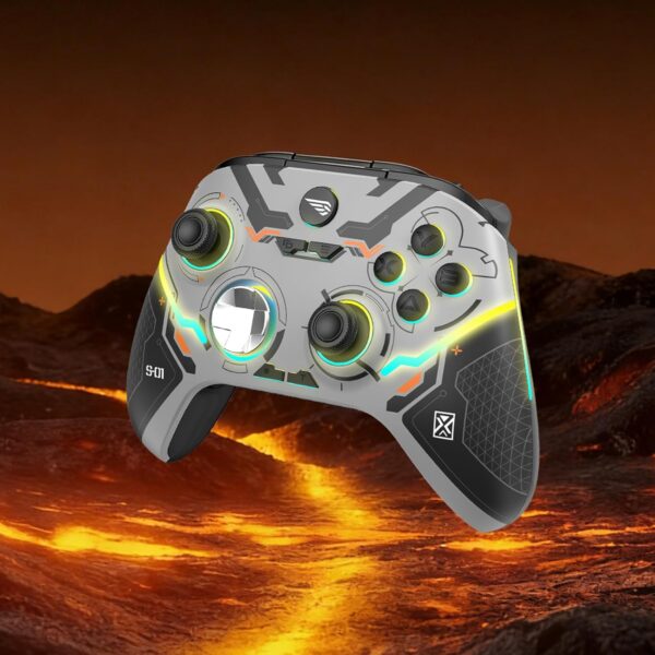 Controle Xbox Sem Fio 2.4G com Bateria 1000mAh, Gamepad para Xbox Series S/X, Xbox One, PC, Controle PC com Fio e Sem Fio, ALPS Turbo Duplo Motor RGB, 2 Botões Macro