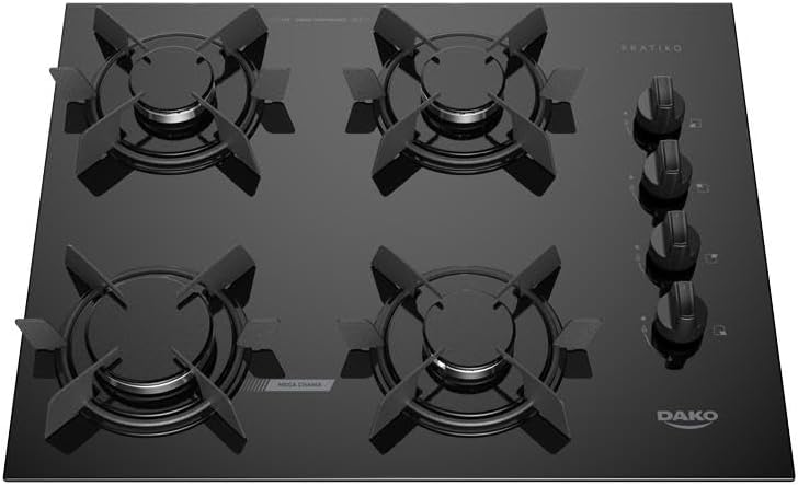 Cooktop 4 Bocas Dako Pratiko com Mega Chama: potência, acendimento Cooktop 4 Bocas Dako Pratiko com Mega Chama: potência, acendimento automático e fácil limpeza para sua cozinha.