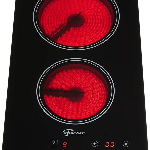 Cooktop Elétrico Fischer Touch 2 Bocas Vitrocerâmica Preto 220V com painel touch e timer