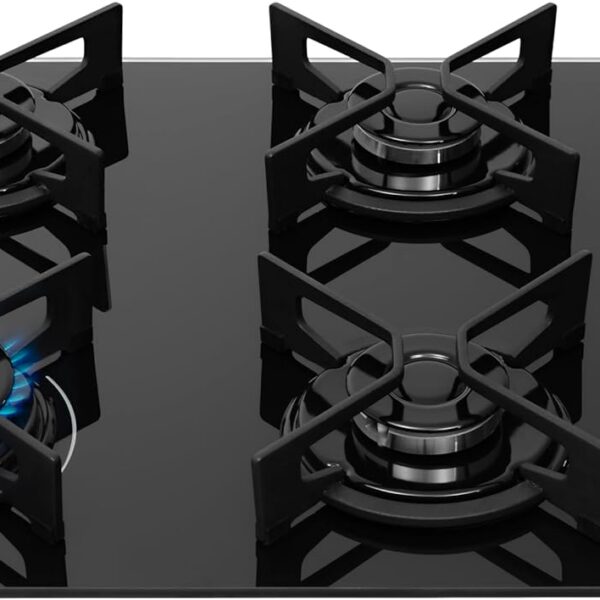 Cooktop Fischer Fit Line 4 bocas com vidro preto, acendimento superautomático e alta estabilidade para sua cozinha