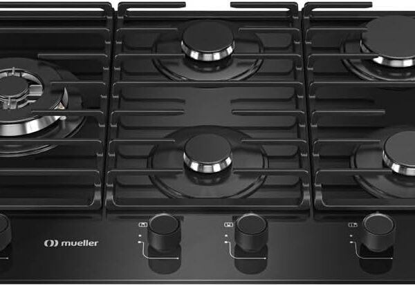 Cooktop Mueller 5 Bocas 77cm com Grade Dupla Bivolt: mesa ampla, acendimento superautomático e mais firmeza para suas receitas.