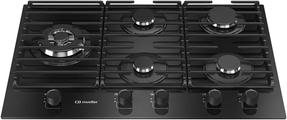 Cooktop Mueller 5 Bocas 77cm com Grade Dupla Bivolt: mesa Cooktop Mueller 5 Bocas 77cm com Grade Dupla Bivolt: mesa ampla, acendimento superautomático e mais firmeza para suas receitas.