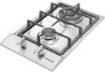 Cooktop Suggar 2 bocas em aço inox a gás com acendimento automático para sua cozinha.