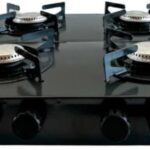 Cooktop a Gás 4 Bocas, Uso Doméstico e Cozinha, Design Resistente e Prático (preto)