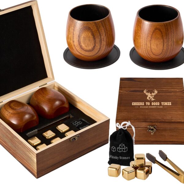 Copo de uísque de madeira feito à mão: presente premium para bourbon, durável e elegante para pai, marido e amigos