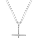 Corrente Masculina Grumet 60cm em Aço Inox 316L com Crucifixo Prateado, antialérgica e resistente, ideal para presente.