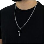 Corrente Masculina Grumet 60cm em Aço Inox 316L com Crucifixo Prateado, antialérgica e resistente, ideal para presente. - Imagem 2