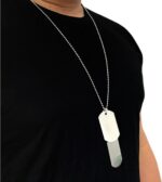 Corrente Masculina de Aço Inox com Pingente Militar: estilo resistente e visual marcante para compor seu look. - Imagem 2