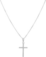 Corrente banhada a prata 925 veneziana 70cm com pingente cruz unissex, estilo e elegância para comprar agora.