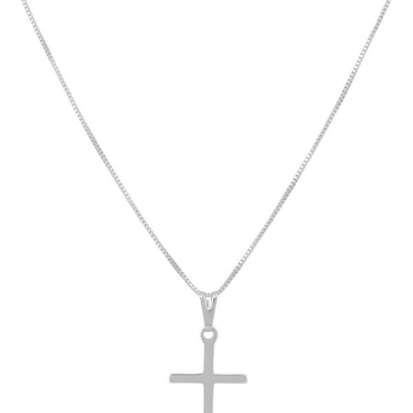 Corrente banhada a prata 925 veneziana 70cm com pingente cruz unissex, estilo e elegância para comprar agora.